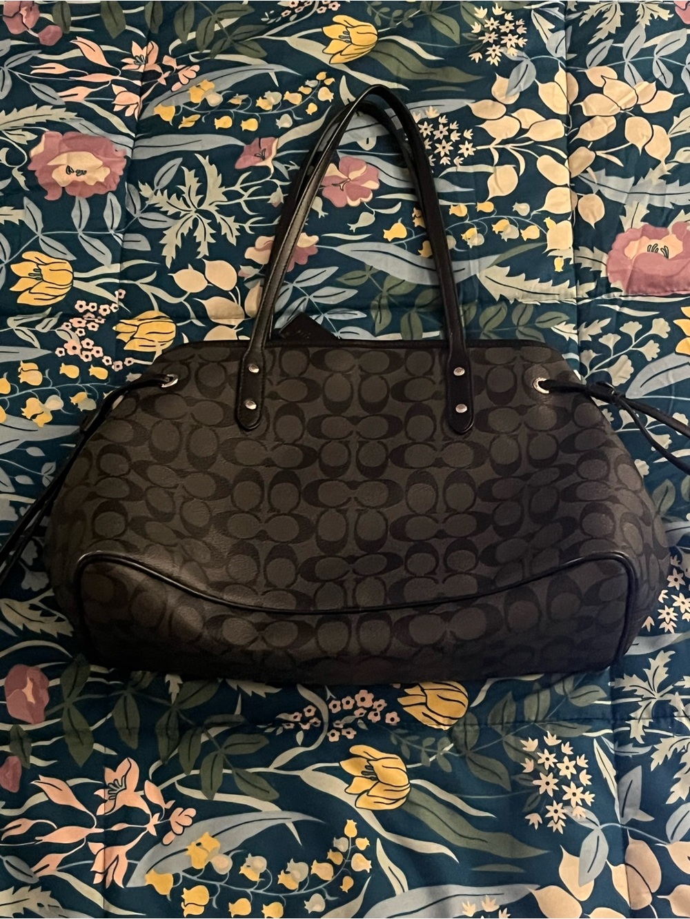 Coach Black/Charcoal Signature Monologue Dome Satchel - Picture 5 of 10